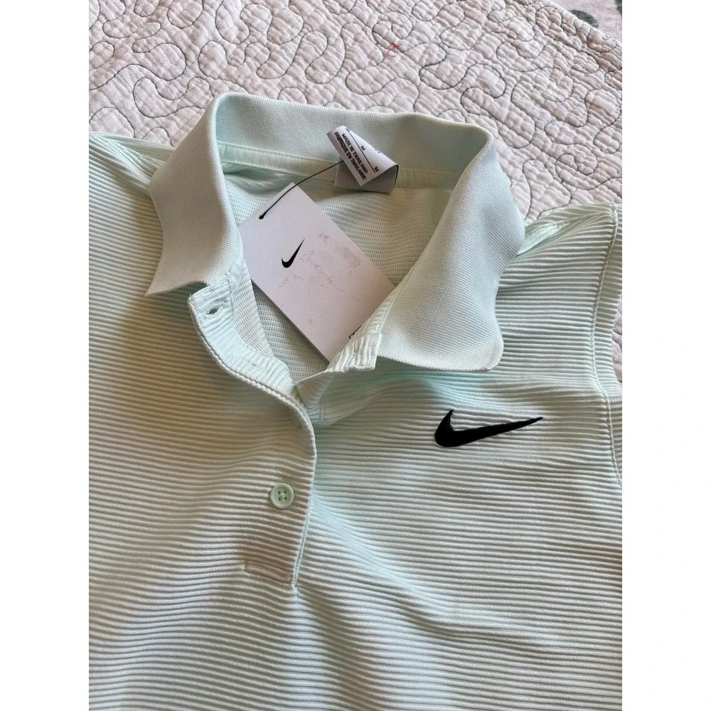 Nike Womens Dri-FIT Sleeveless Ribbed Polo Shirt Mint Green Size Medium